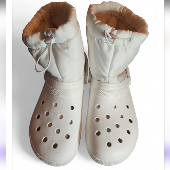 Unisex Crocs Classic Lined Neo Puff White Winter Snow Rain Boots Men 12 EUC Warm - Picture 5 of 6
